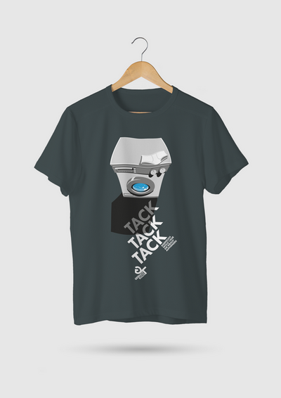 T-Shirt "Tak Tak mit Waschmaschine" grau
